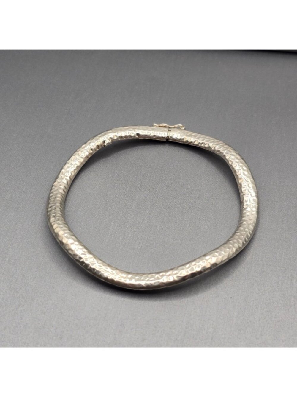 VTG Hammered Sterling Silver Bangle Bracelet Wavy Puffy Organic Statement 7.5" - Picture 3 of 10